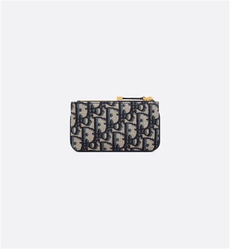 DiorTravel Myrte Zipped Key Case Blue Dior Oblique Jacquard.